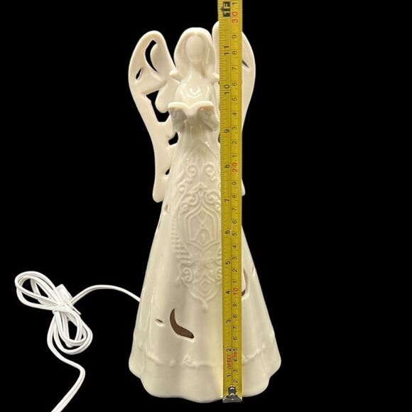 Angel Lamp Napco Figure Reading Ivory Ceramic Cut Out Light Up Religious Plug In - Picture 9 of 9